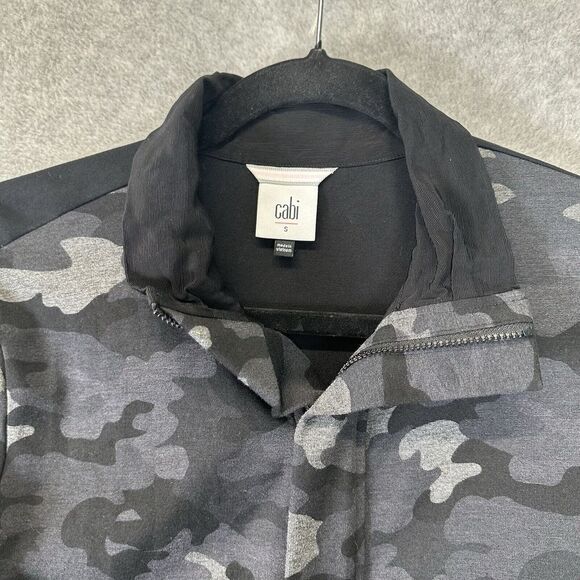 Cabi ATC Camo Jacket Womens Sz S Gray Black Drawstring Cinch Waist 3911‎ Utility - Picture 2 of 16